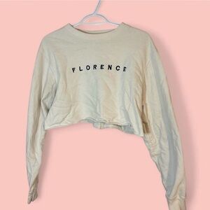Brandy Melville Cropped Florence Crewneck White